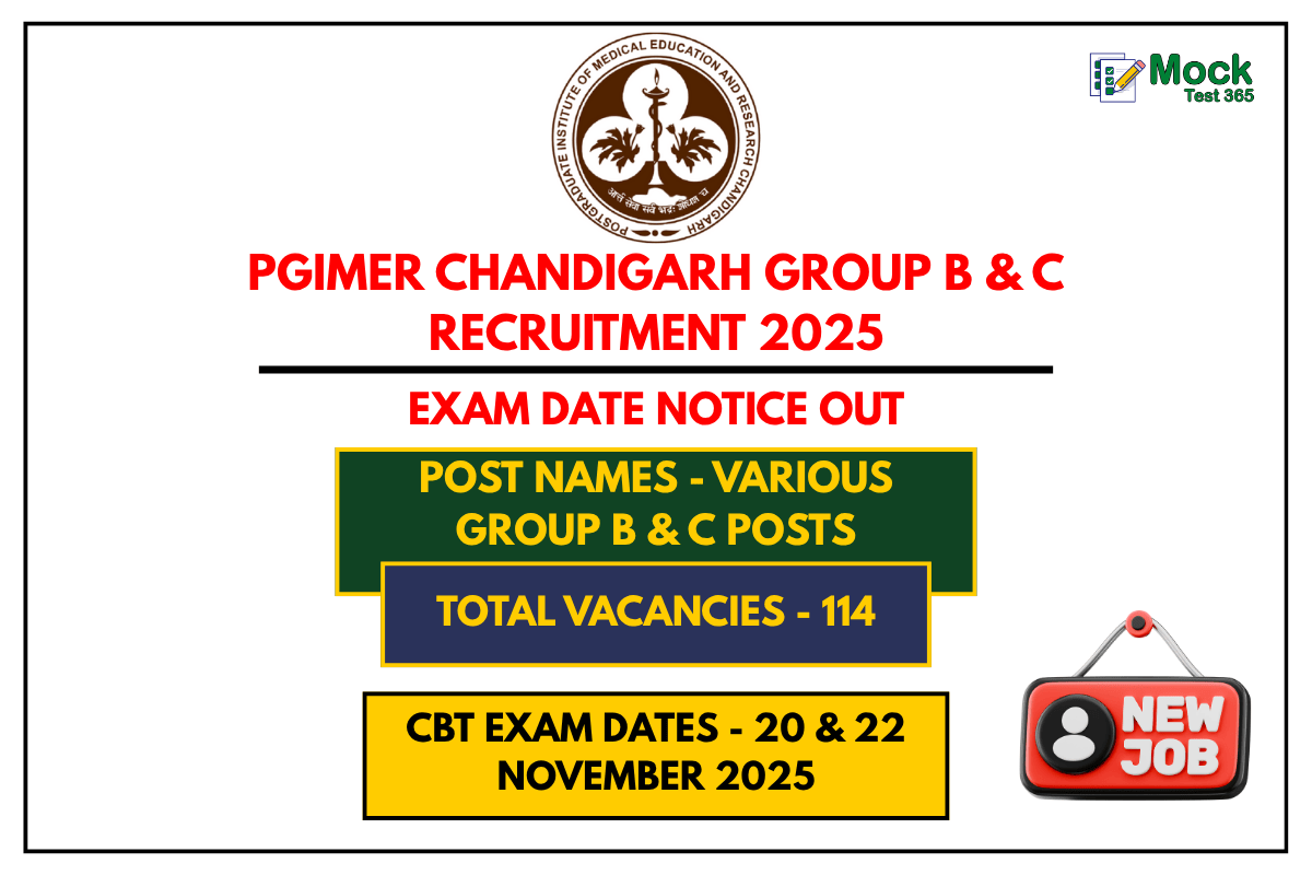 PGIMER Chandigarh Group B & C Recruitment 2025 Exam Date Notice Out