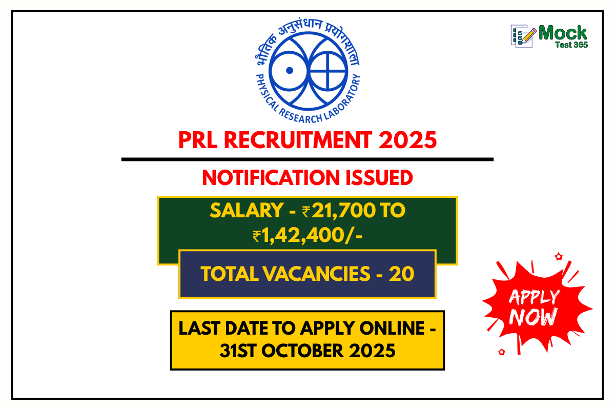PRL Recruitment 2025 Apply Online for 20 Technical Assistant & Technician Posts