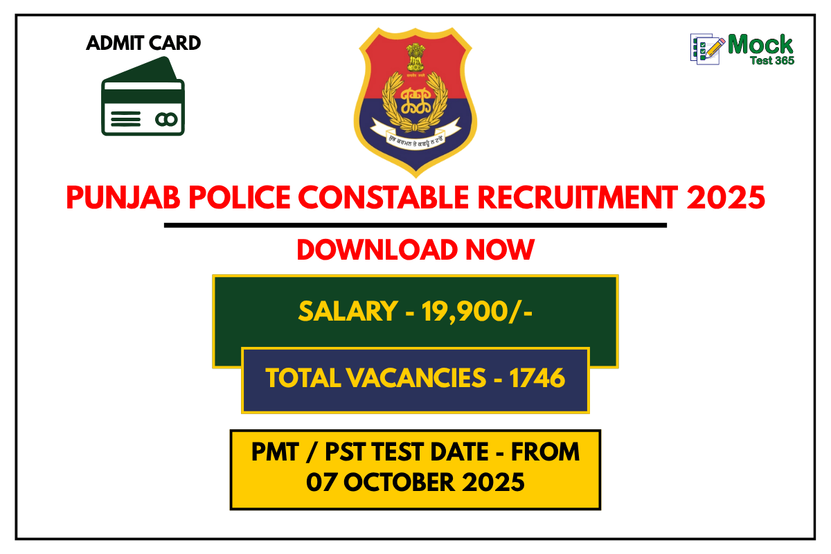 Punjab Police Constable Recruitment 2025 – PMTPST Admit Card Out, Download Now
