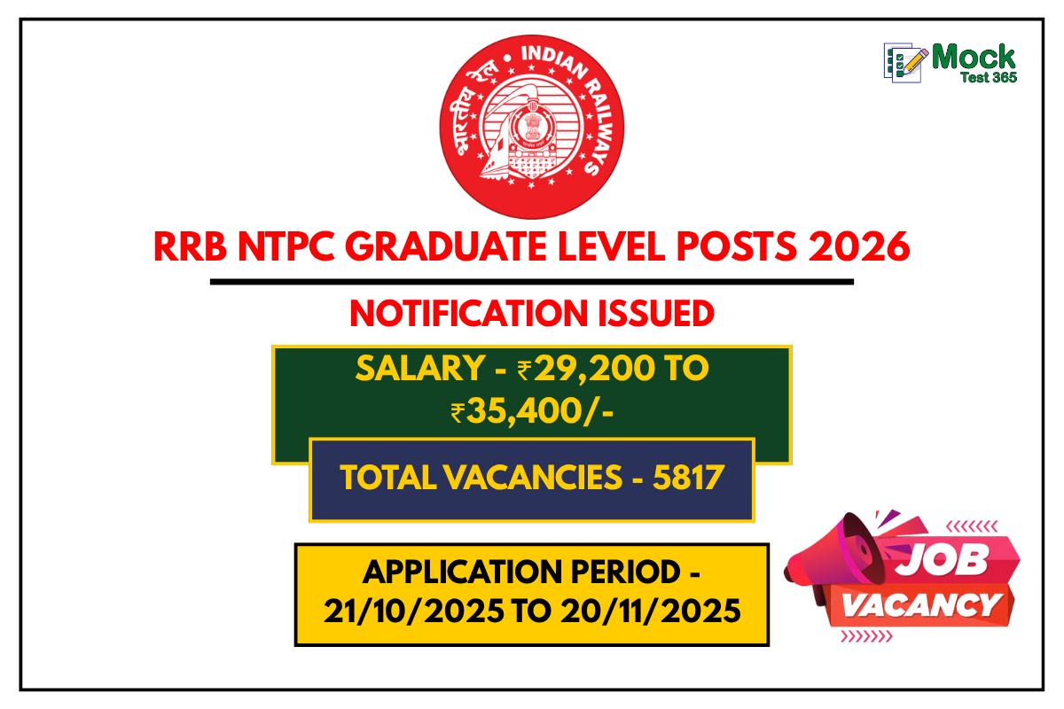 RRB NTPC Graduate Level Posts 2026 Apply Online for 5817 Railway Jobs