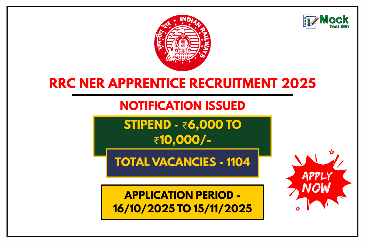 RRC NER Apprentice Recruitment 2025 Apply Online for 1104 Posts