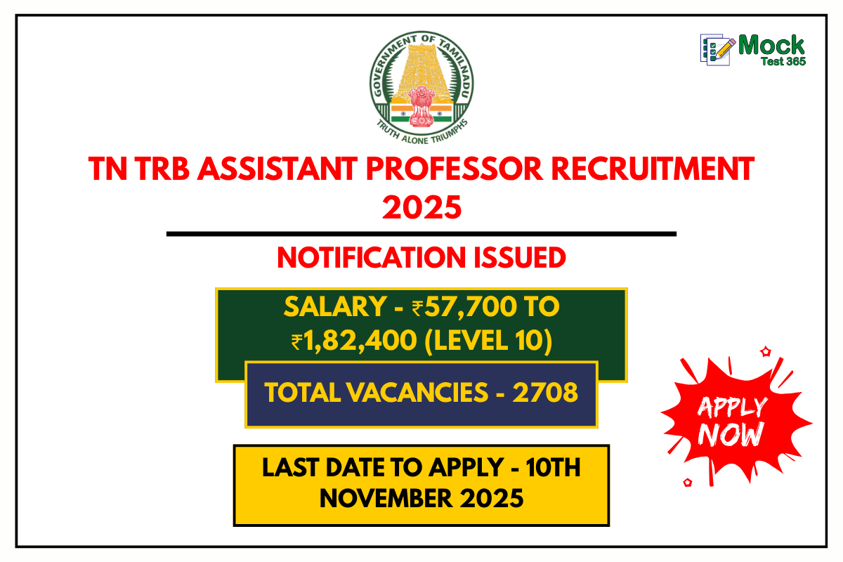 TN TRB Assistant Professor Recruitment 2025 – Apply Online for 2708 Teaching Posts