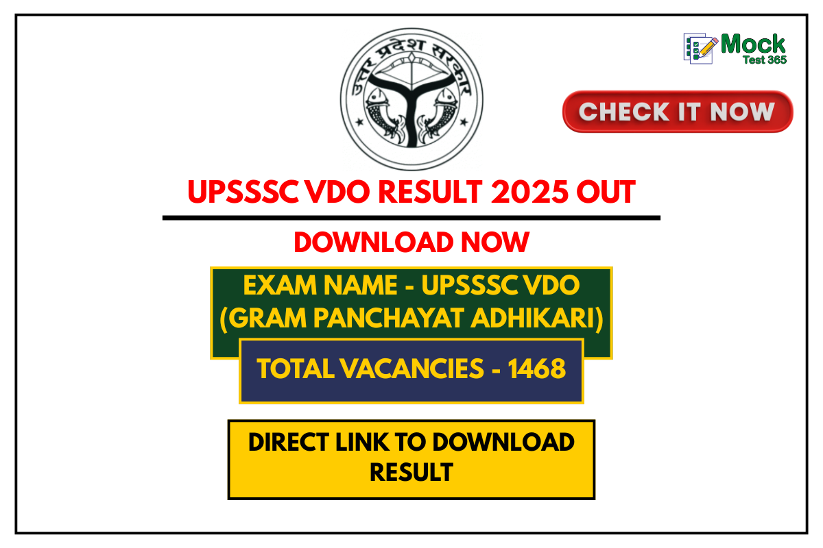 UPSSSC VDO Result 2025 Out Check Gram Panchayat Adhikari Scorecard & Cut-Off Marks