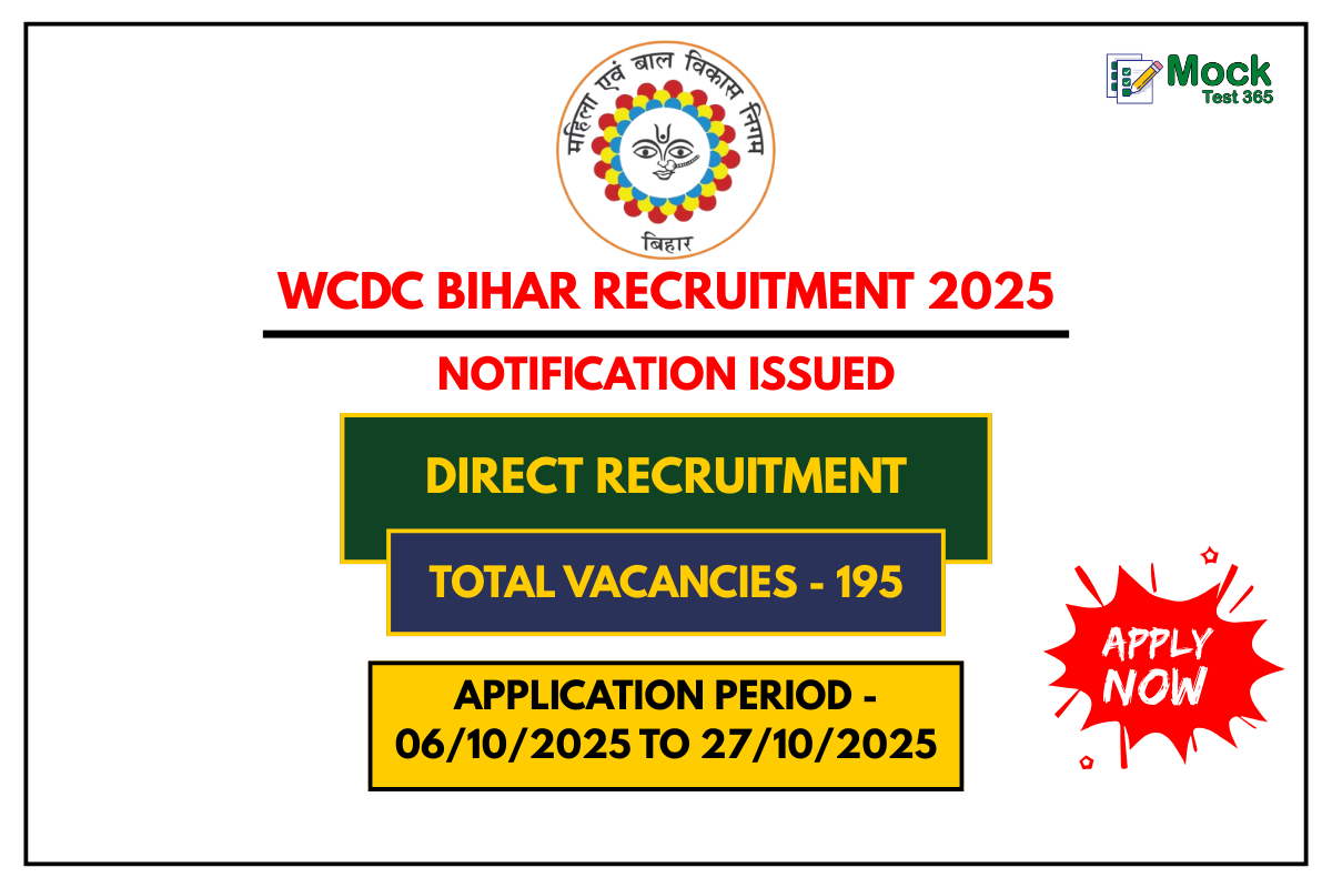 WCDC Bihar Recruitment 2025 Apply Online for 195 Various Posts Before 27th October