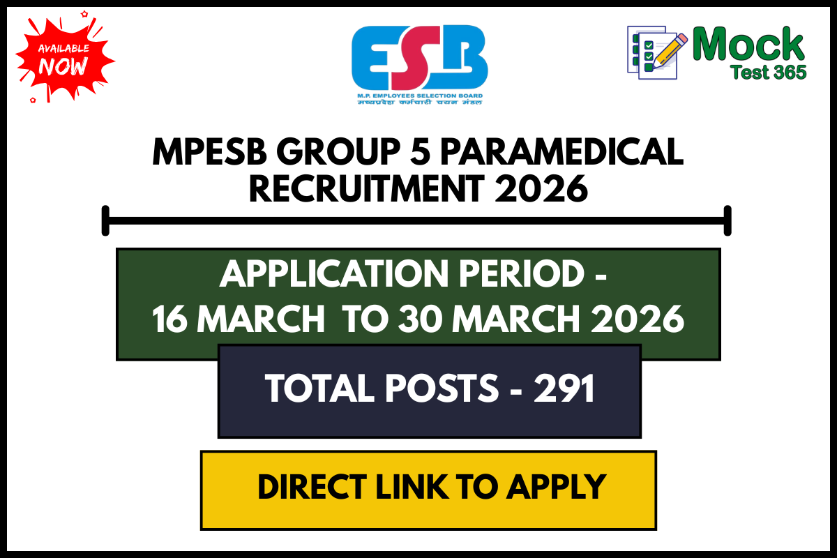 Madhya Pradesh Employees Selection Board MPESB Group 5 Paramedical Recruitment 2026 – 291 Posts
