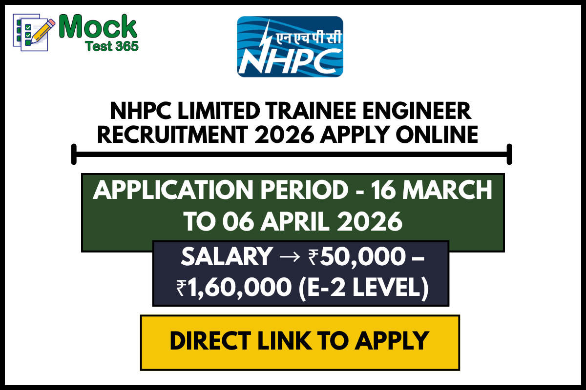 NHPC Limited Trainee Engineer Recruitment 2026 Apply Online for 72 Posts