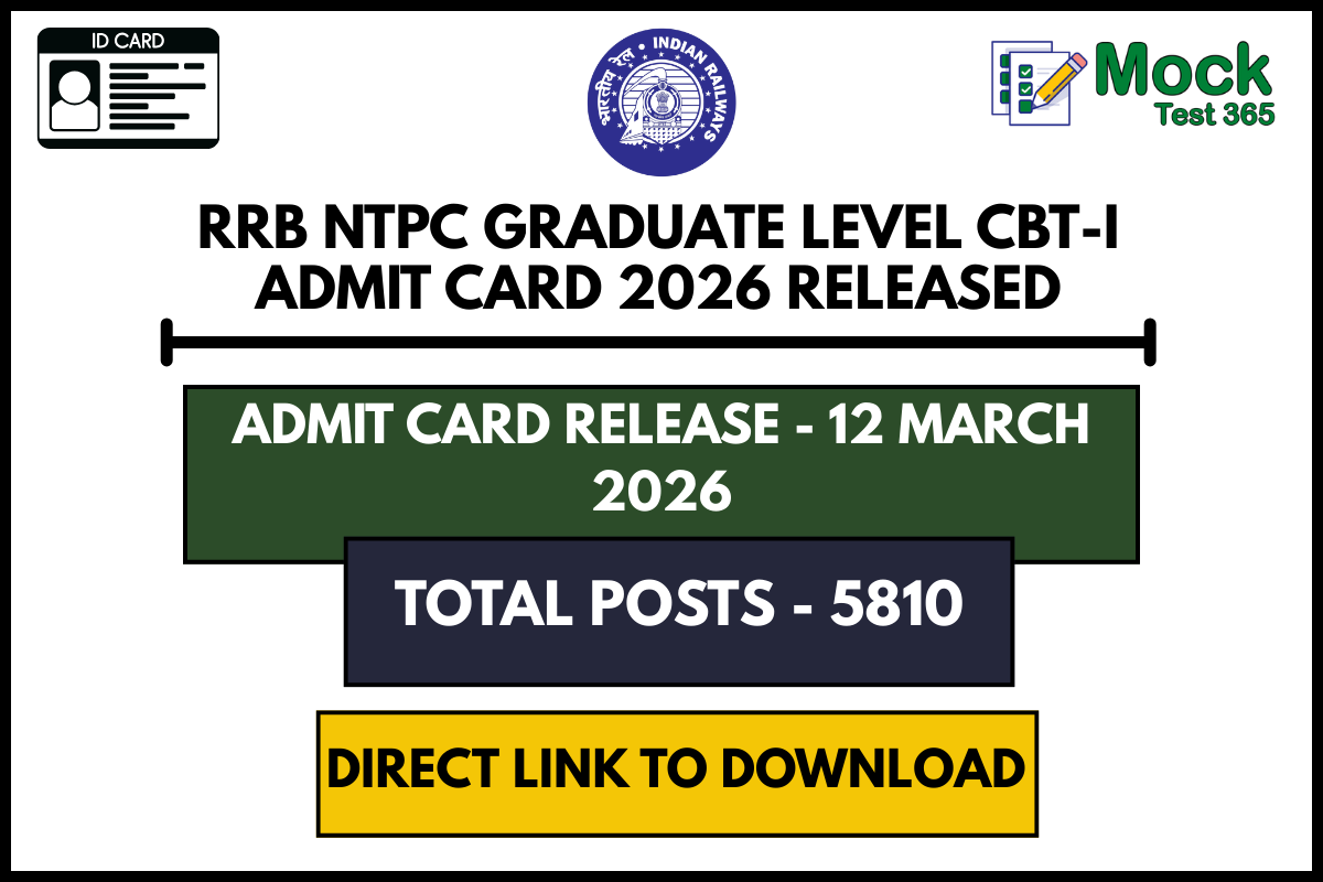 RRB NTPC Graduate Level CBT-I Admit Card 2026 Released – Check Exam Date & Download Hall Ticket