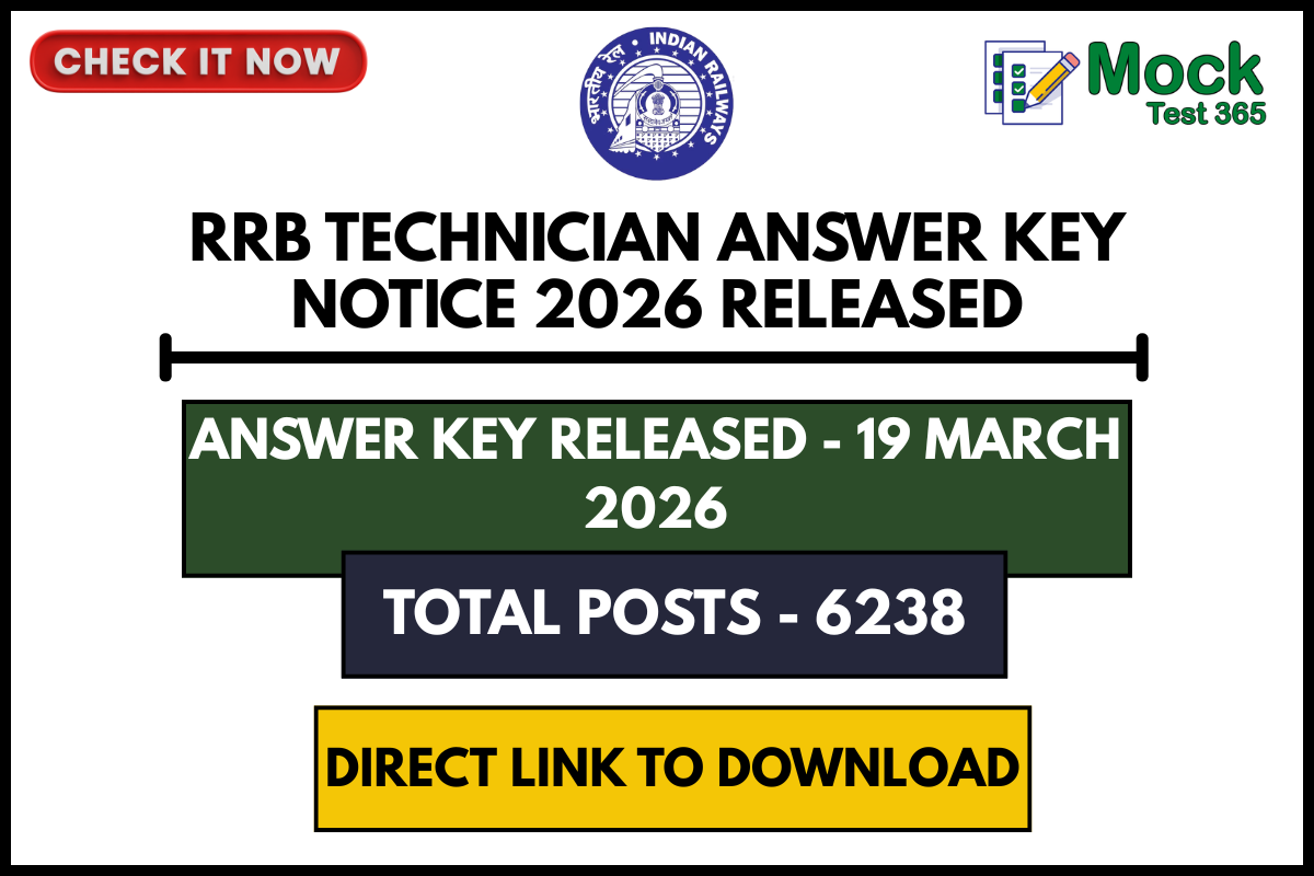 Railway Recruitment Board RRB Technician Answer Key Notice 2026 Released (CEN.No.022025)