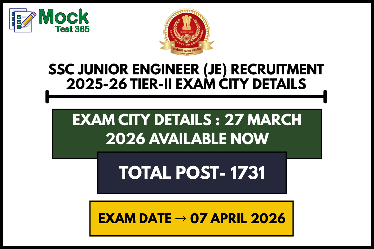 SSC Junior Engineer (JE) Recruitment 2025-26 Tier-II Exam City Details