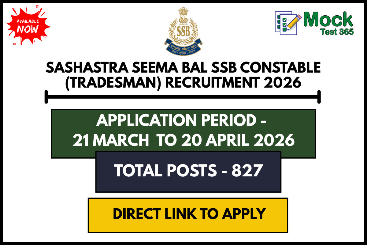 Sashastra Seema Bal SSB Constable (Tradesman) Recruitment 2026 – 827 Posts