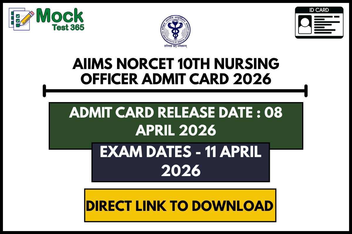 AIIMS NORCET 10th Nursing Officer Admit Card 2026