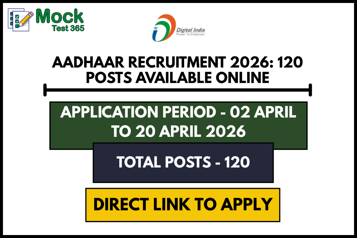 Aadhaar Recruitment 2026 120 Posts Available Online