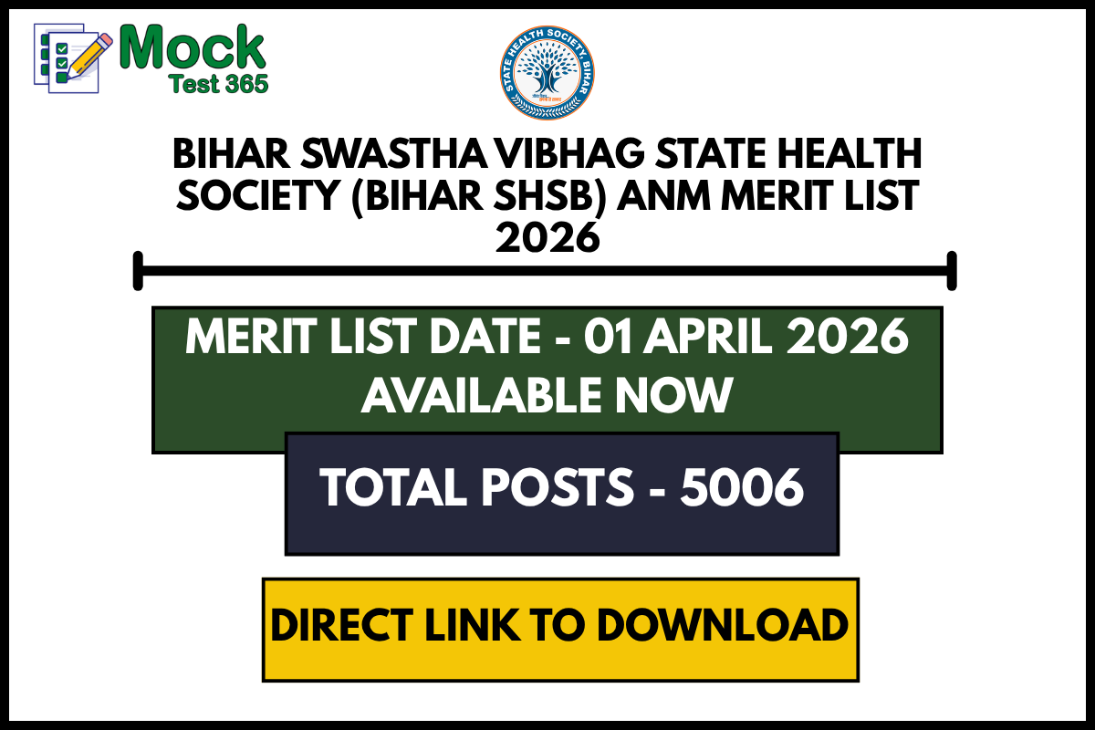 Bihar Swastha Vibhag State Health Society (Bihar SHSB) ANM Merit List 2026