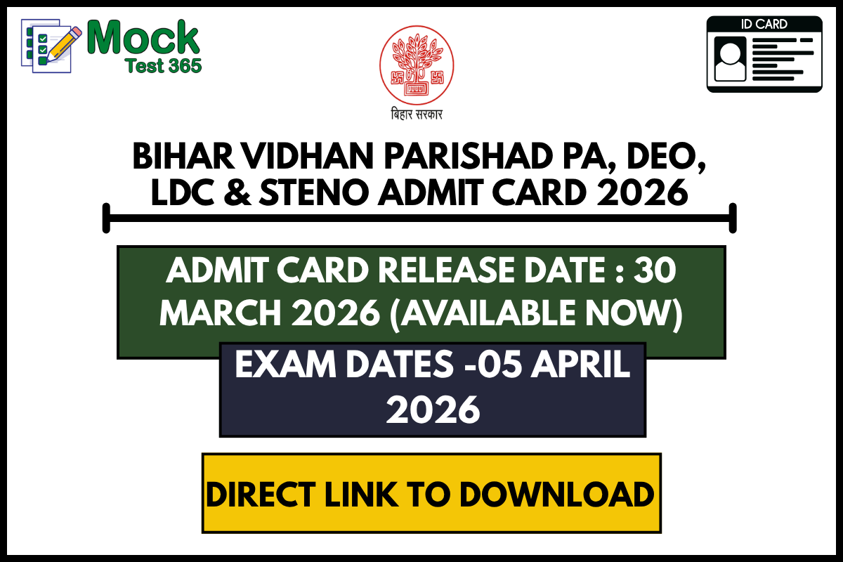 Bihar Vidhan Parishad PA, DEO, LDC & Steno Admit Card 2026