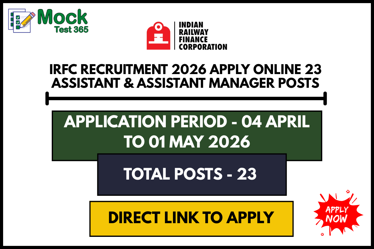IRFC Recruitment 2026 Apply Online 23 Assistant & Assistant Manager Posts Last Date 01.05.2026