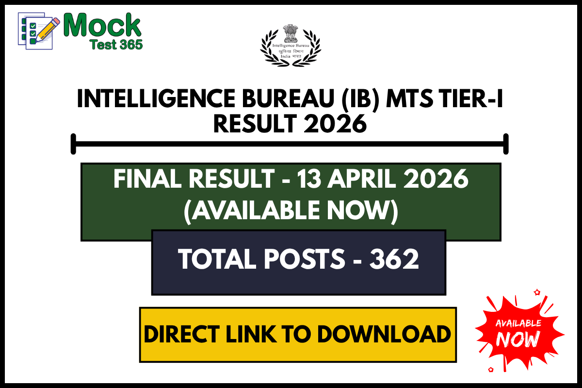 Intelligence Bureau (IB) MTS Tier-I Result 2026