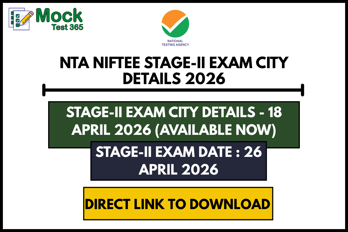 NTA NIFTEE Stage-II Exam City Details 2026