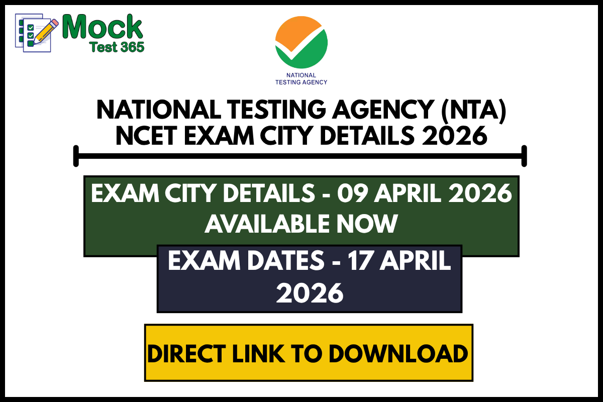 National Testing Agency (NTA) NCET Exam City Details 2026