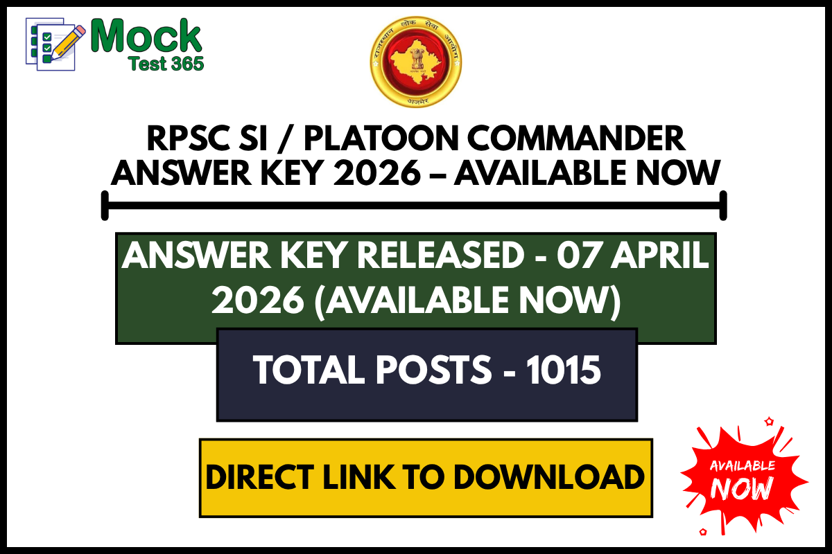 RPSC SI Platoon Commander Answer Key 2026 – Available Now