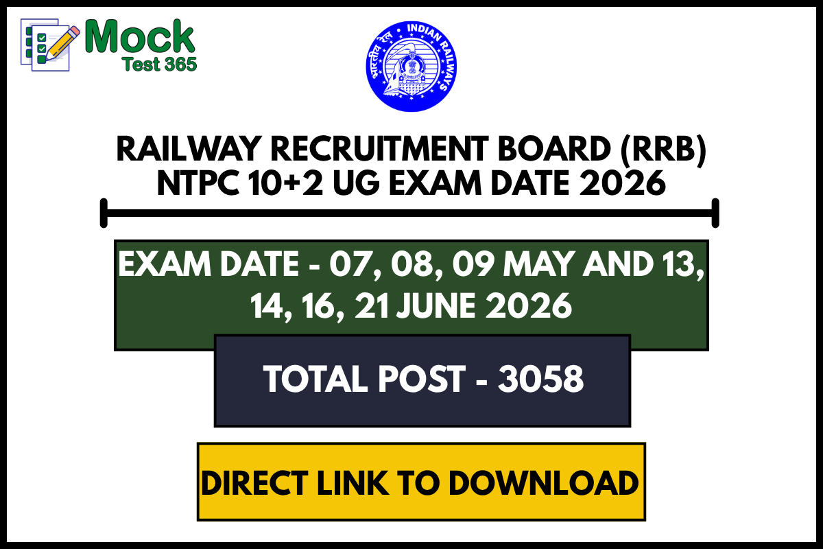 Railway Recruitment Board (RRB) NTPC 10+2 UG Exam Date 2026